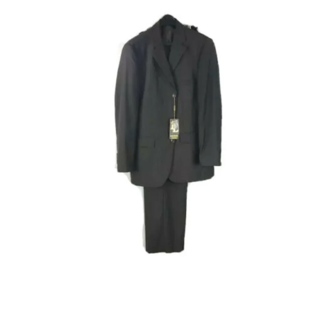 Lorenzo Luciano Men's Dark Brown Suit 3 Piece Pleated Pants Sizes 36R or 56R